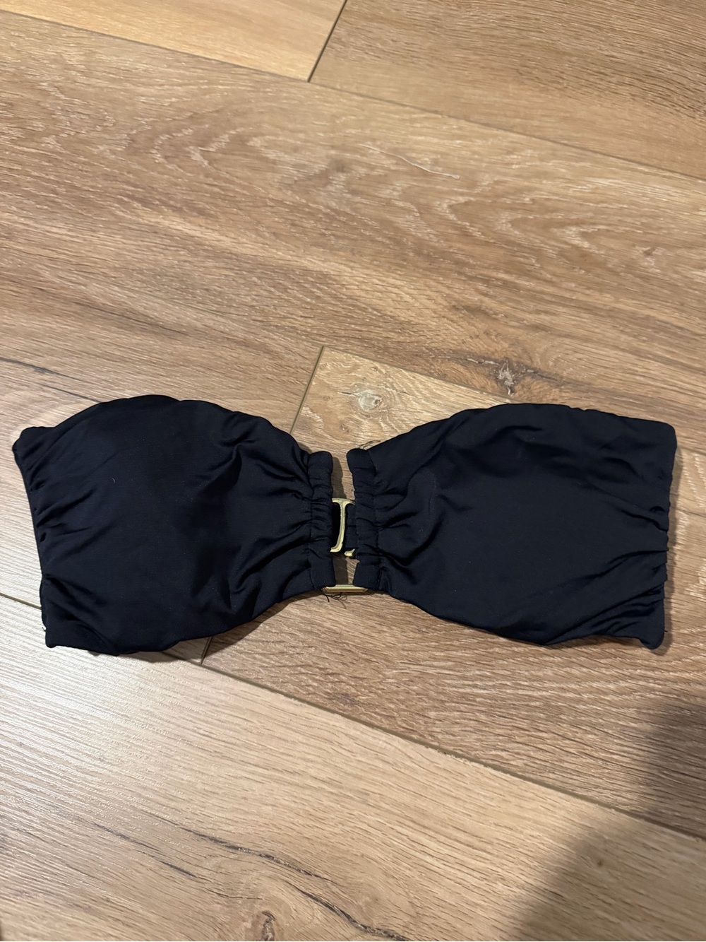 Black Bandeau Top with Gold Buckle Detail